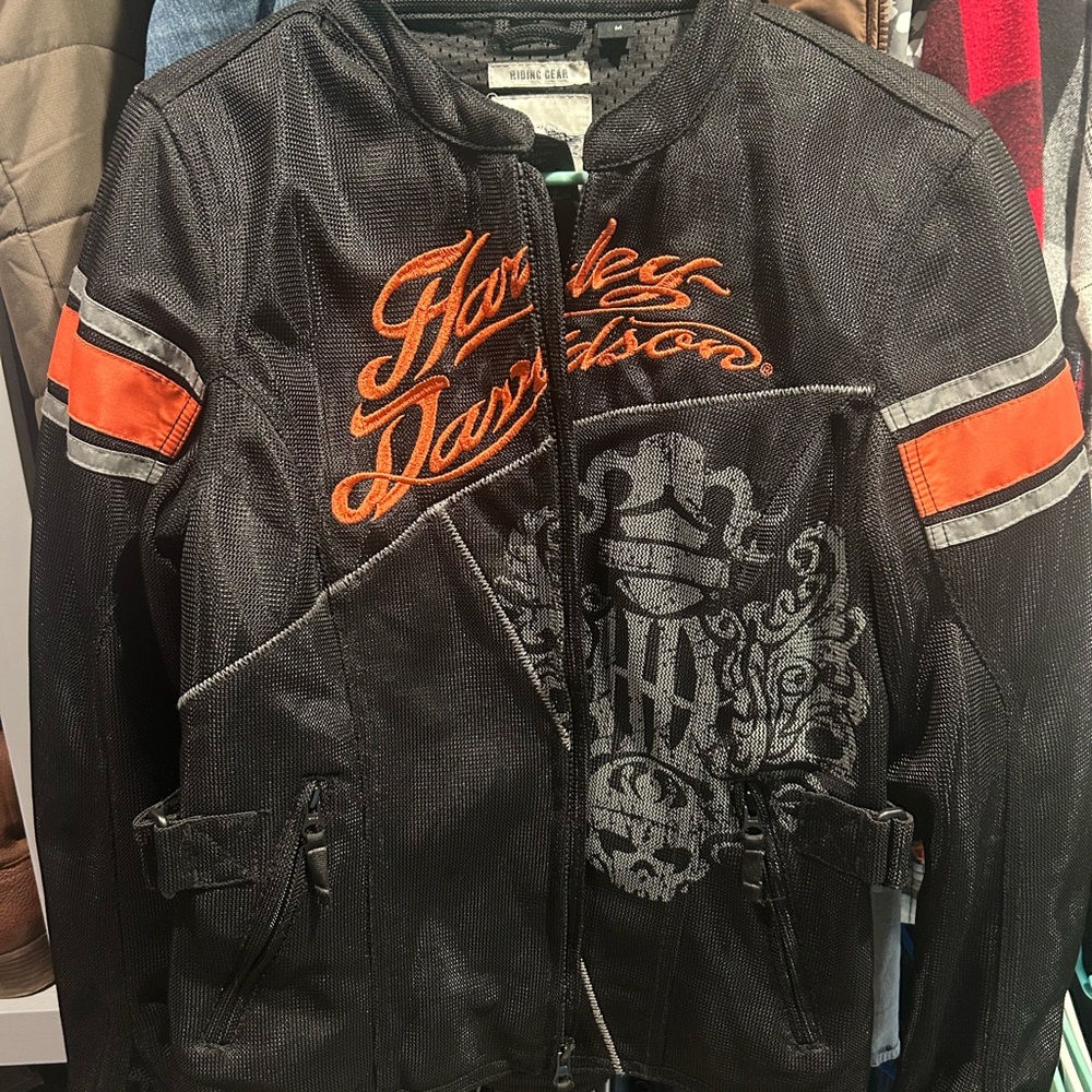 Harley-Davidson Black Jacket with Orange Highlights